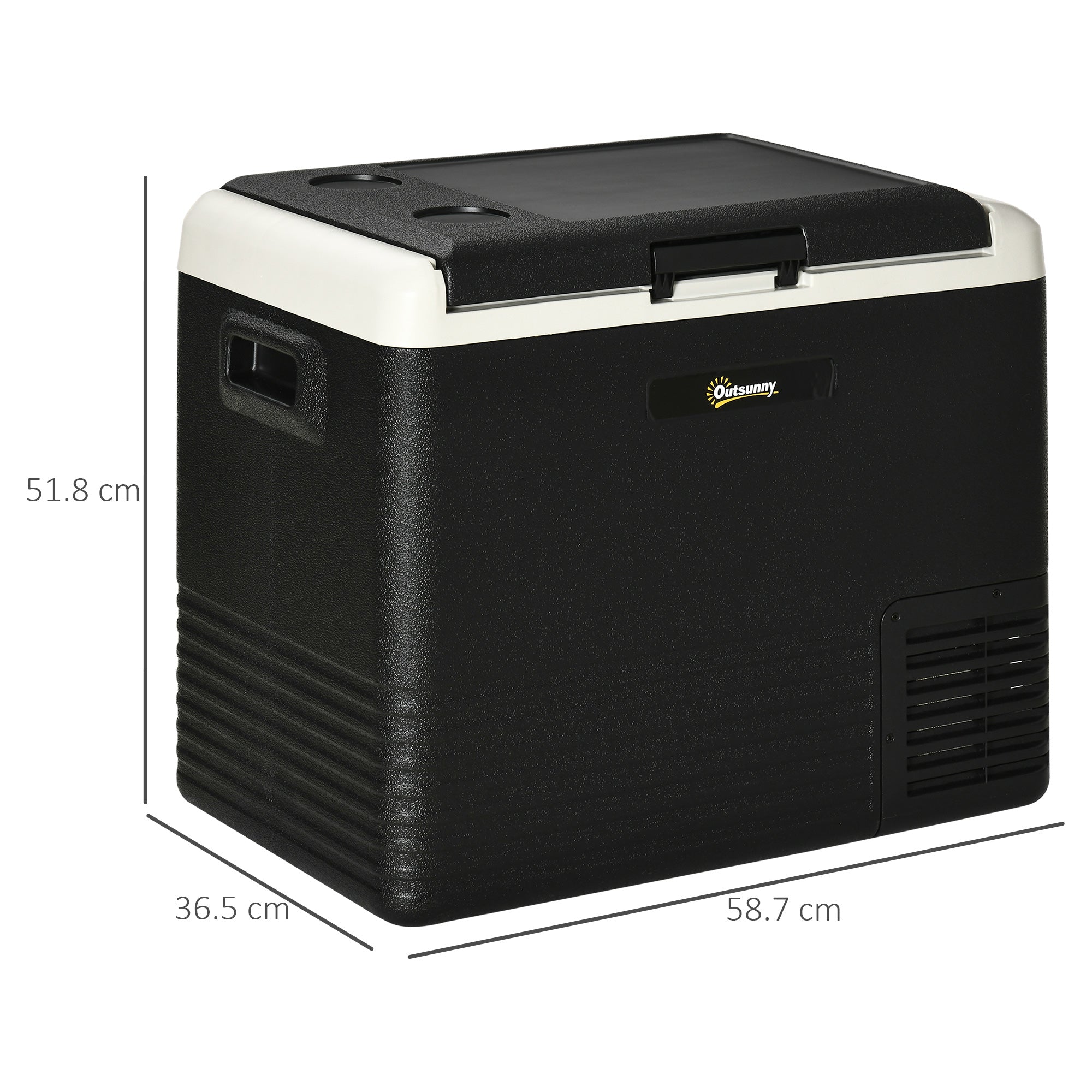 Outsunny 50L Car Refrigerator, Portable Compressor Car Fridge Freezer, Electric Cooler Box with 12/24V DC and 110-240V AC for Camping Down to -20℃ - Inspirely