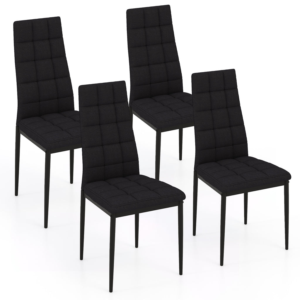 Dining Chair Set of 4 with Ergonomic Backrest and Anti-slip Foot Pad-Black