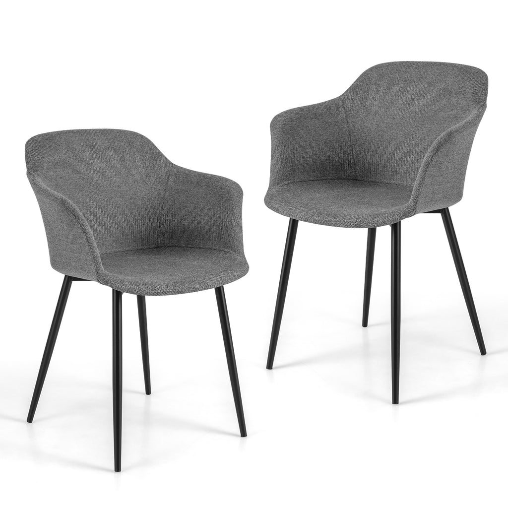 Dining Chairs Set of 2 with Ergonomic Backrest Design and Wide Armrest-Dark Grey