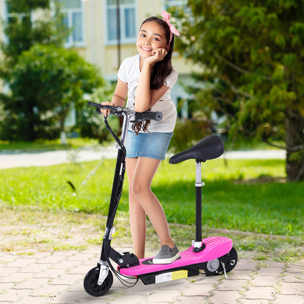 HOMCOM Outdoor Ride On Powered Scooter for kids Sporting Toy 120W Motor Bike 2 x 12V Battery - Pink - Inspirely