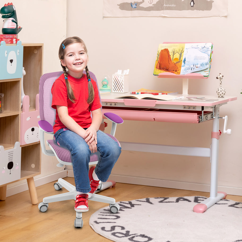 Ergonomic Children Study Chair with Breathable Mesh Back-Purple