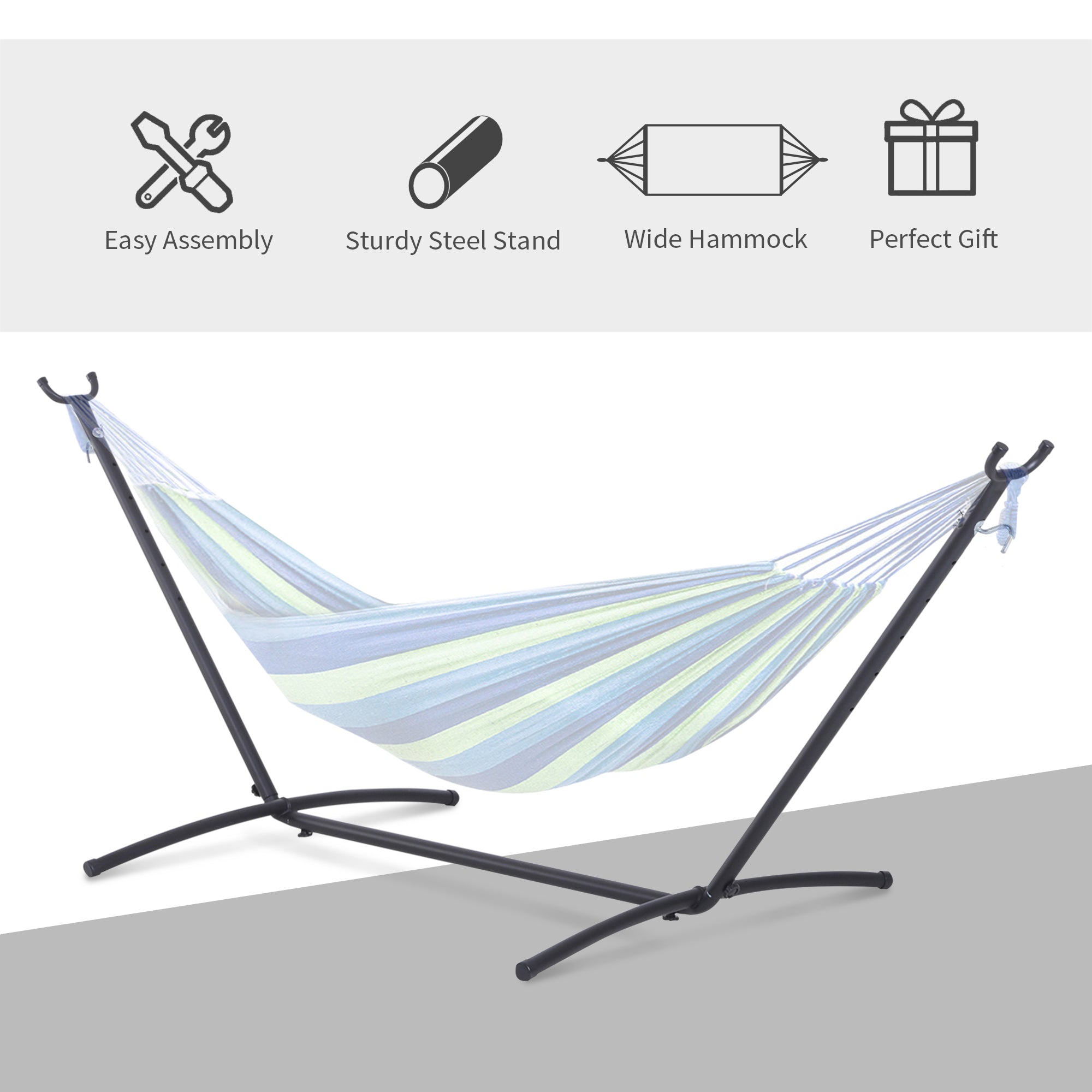 Outsunny 2.8m Universal Hammock Stand Metal Frame Garden Camping Picnic Outdoor Patio Replacement – Stand Only
