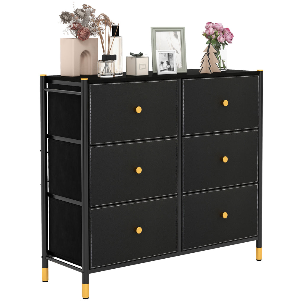 Fabric Dresser Tower for Bedroom with Drawers and Metal Frame-3-Tier