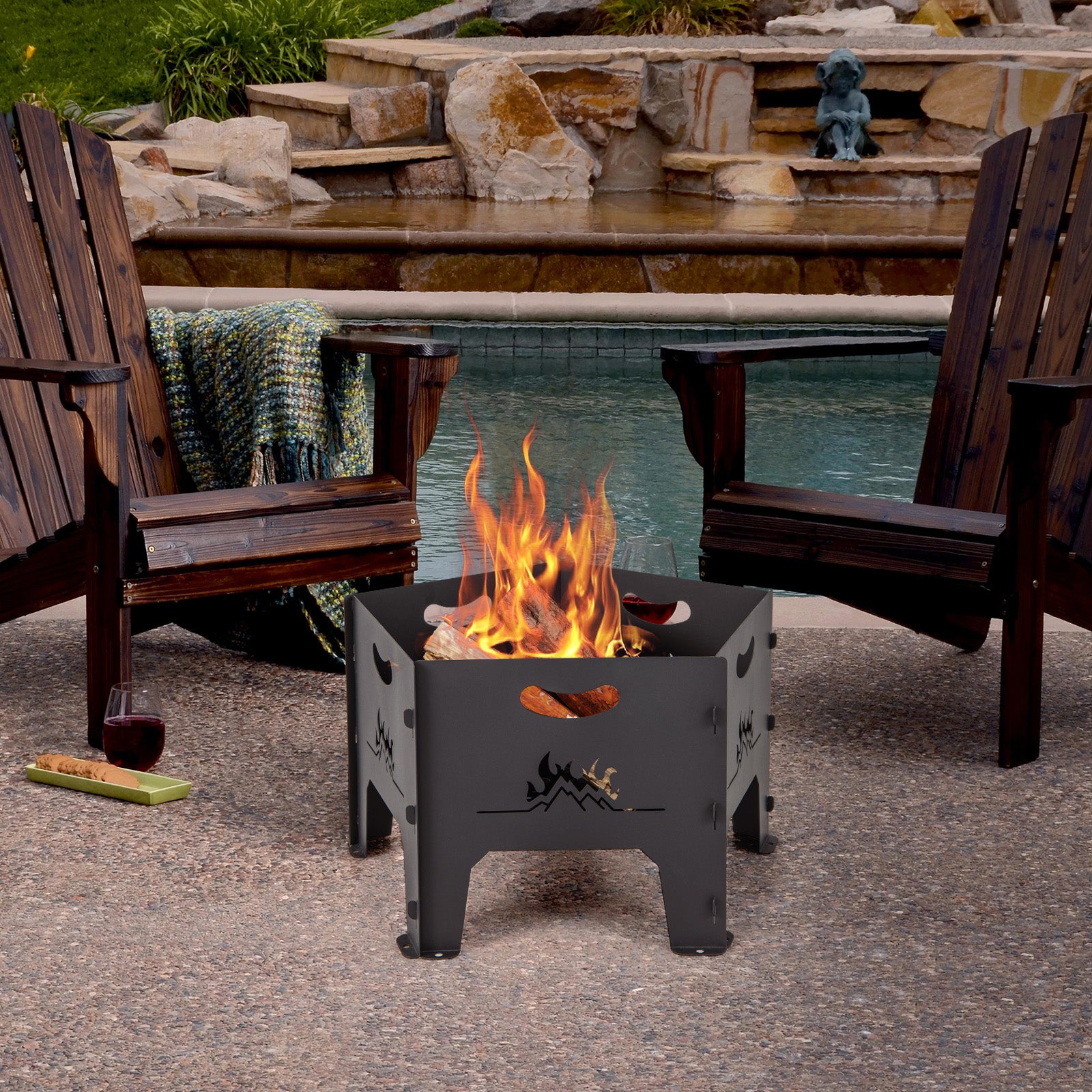 Collapsible Portable Plug Fire Pit with Storage Bag