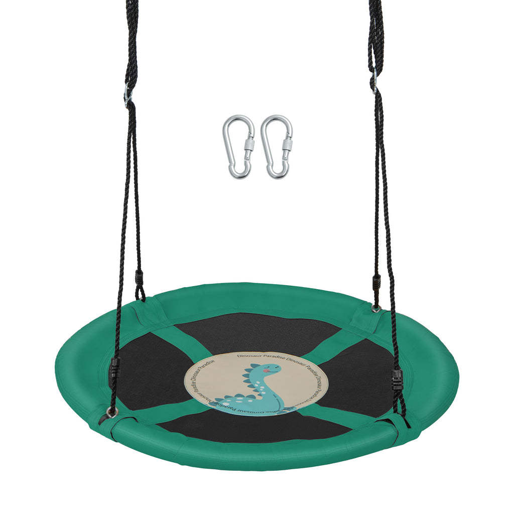 100cm Round Saucer Tree Swing with Adjustable Ropes-Green