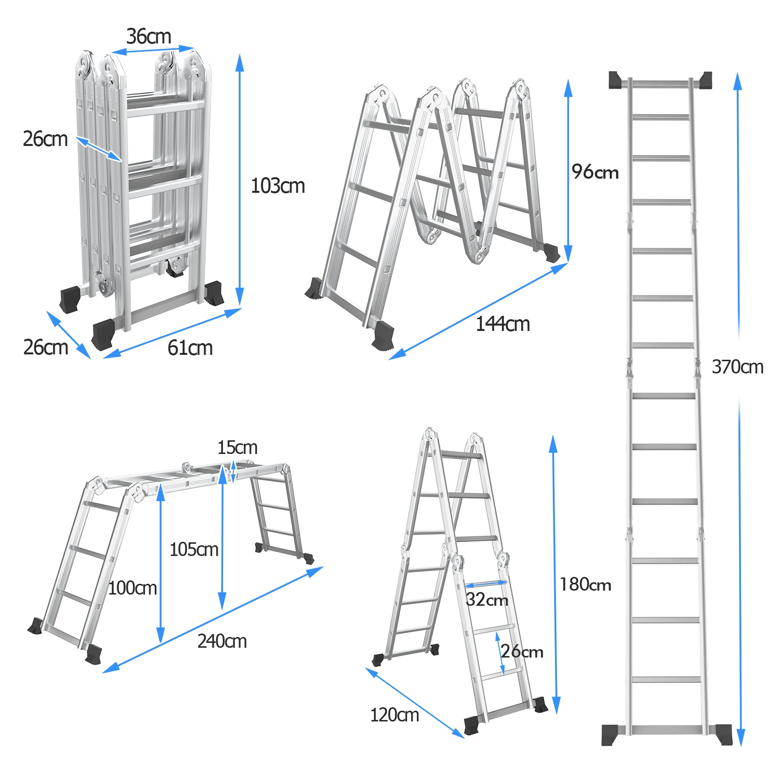 7-in-1 Folding Multi-Purpose Extension Aluminum Ladder