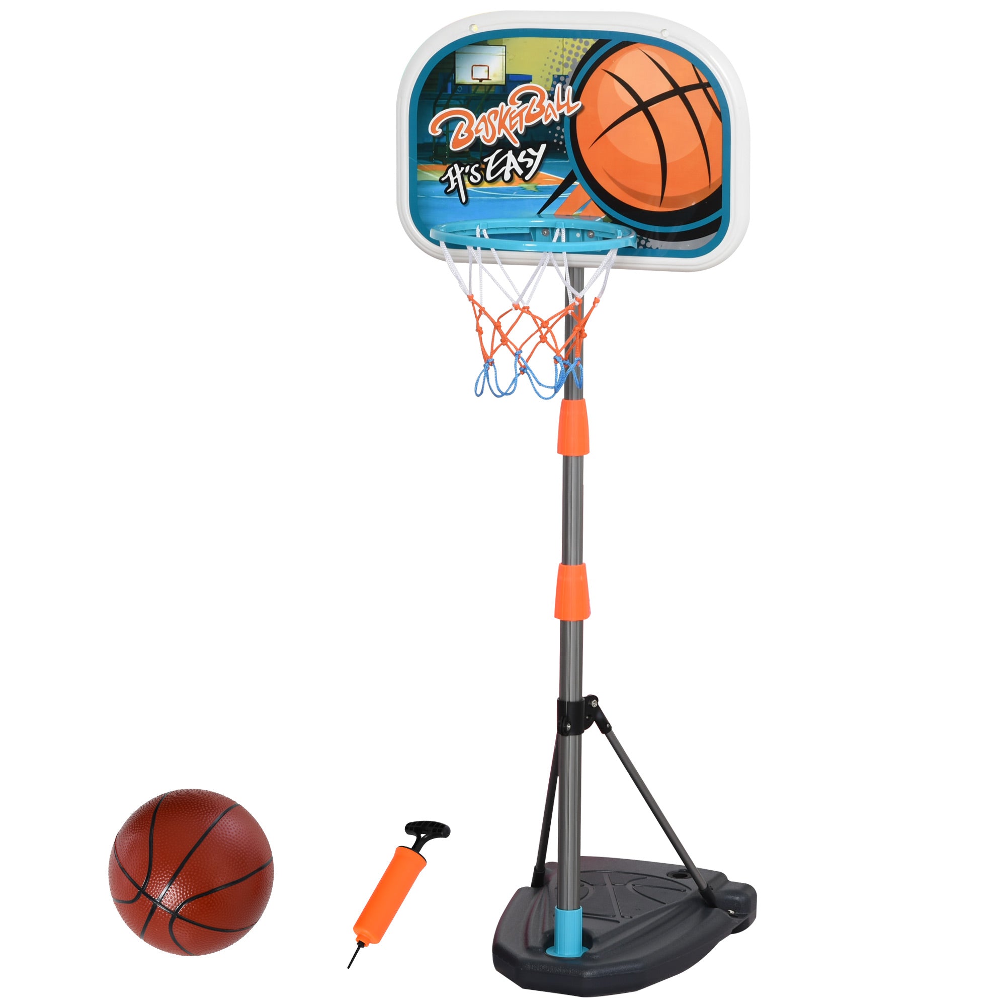 HOMCOM Kids Height Adjustable Aluminium Basketball Hoop Stand w/ Ball - Inspirely