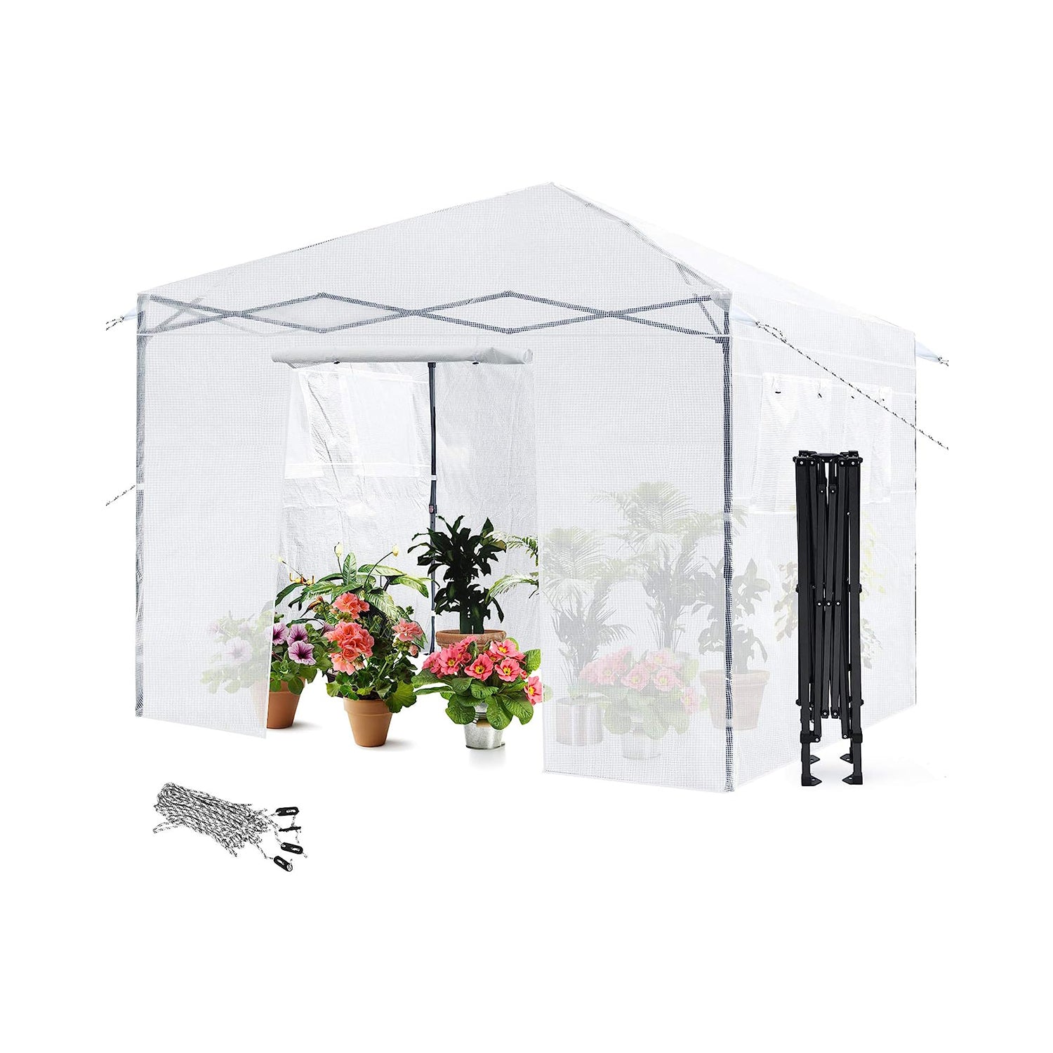 Height Adjustable Portable Grow House with PE Cover and Roll-up Doors
