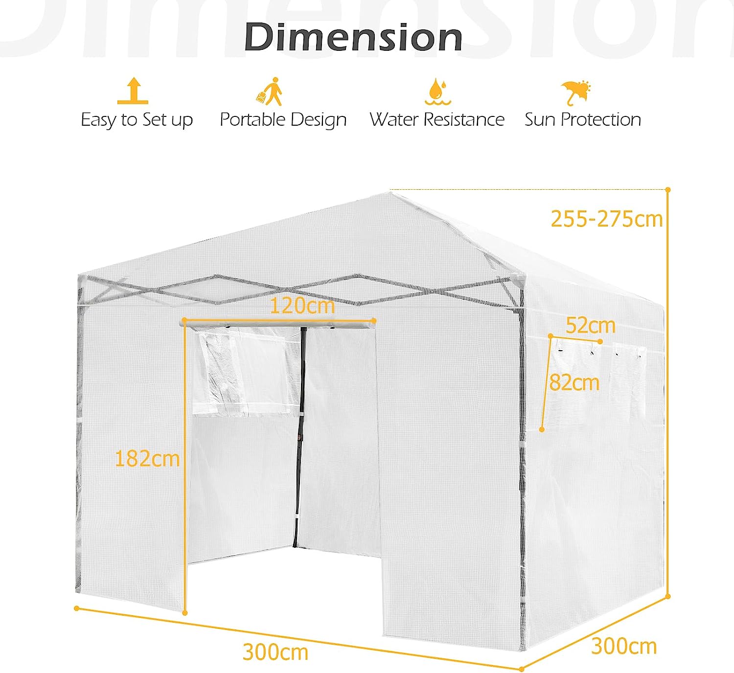 Height Adjustable Portable Grow House with PE Cover and Roll-up Doors