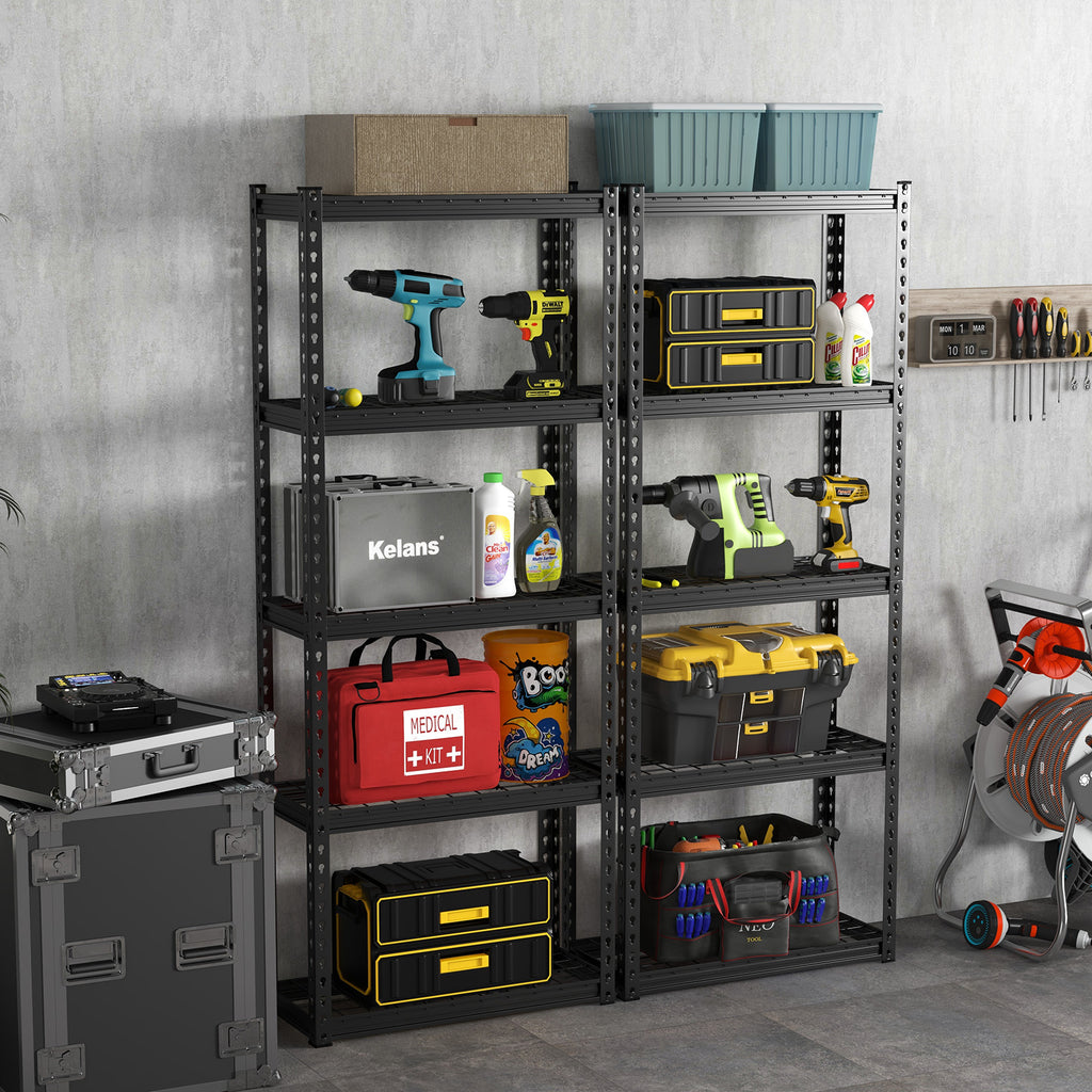 5-Tier Garage Metal Storage Shelves Shelving Unit-Black