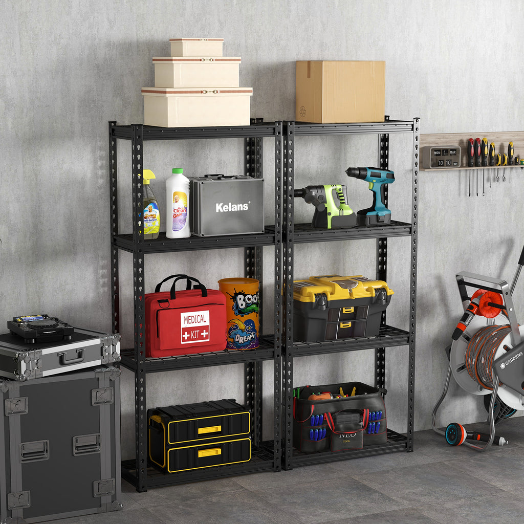 4-Tier Garage Metal Storage Shelves Utility Storage Rack Organizer-Black