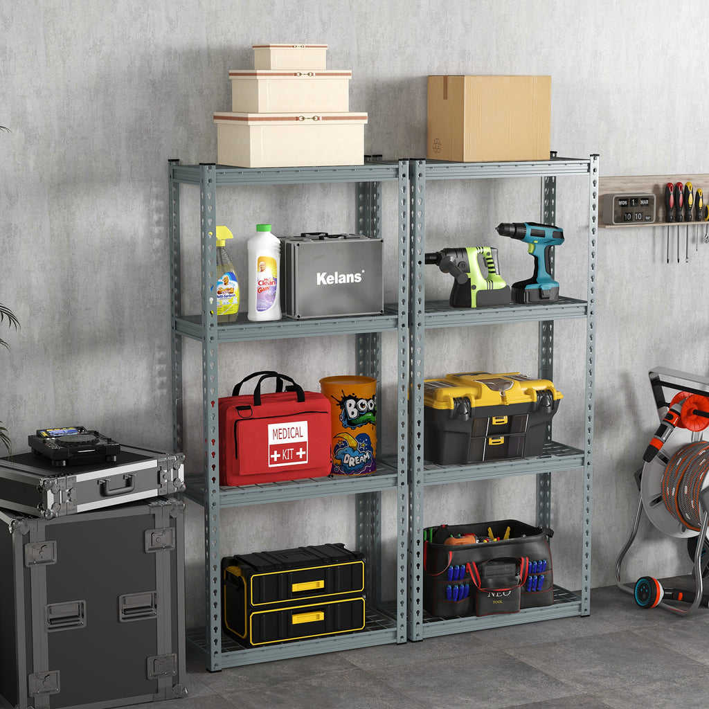 4-Tier Garage Metal Storage Shelves Utility Storage Rack Organizer-Grey