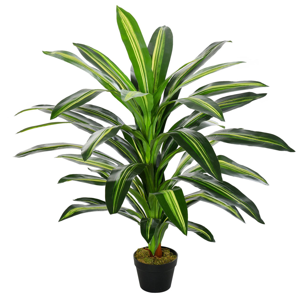 Outsunny 110cm/3.6FT Artificial Dracaena Tree Decorative Plant 40 Leaves with Nursery Pot, Fake Tropical Tree for Indoor Outdoor Décor - Inspirely
