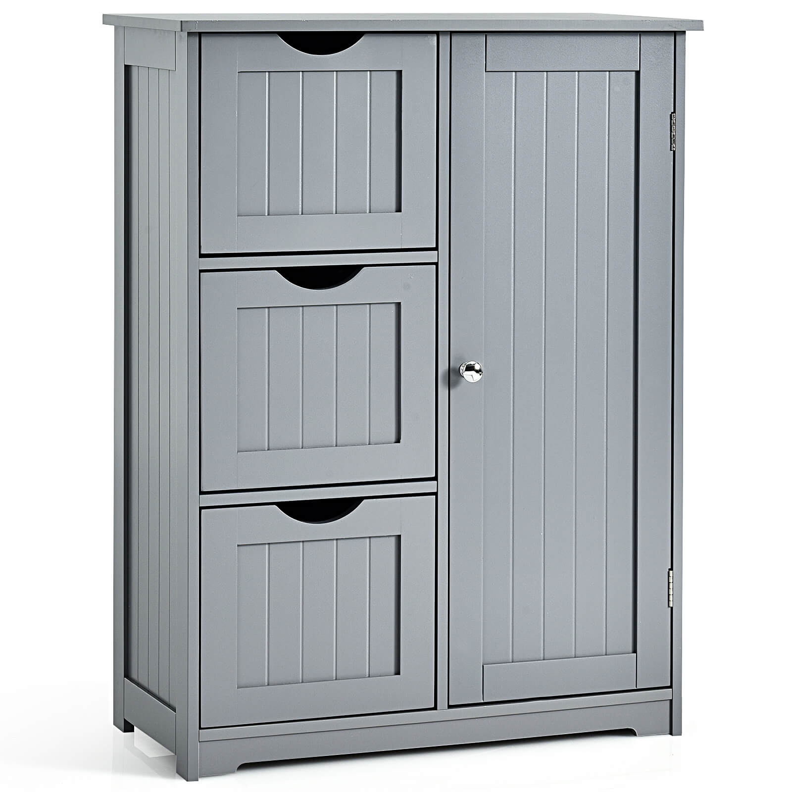 1 Door Freestanding Bathroom Cabinet with 3 Drawers Grey