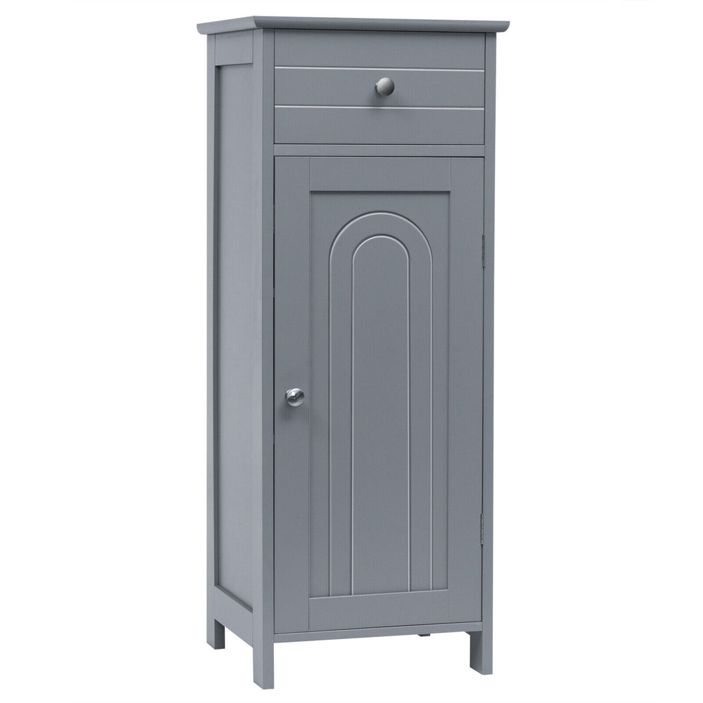 1 Door Freestanding Bathroom Storage Cabinet with Drawer and Adjustable Shelfs Grey