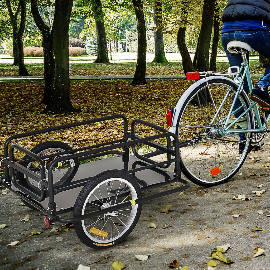 HOMCOM Bike Cargo Trailer in Steel Frame-Black - Inspirely