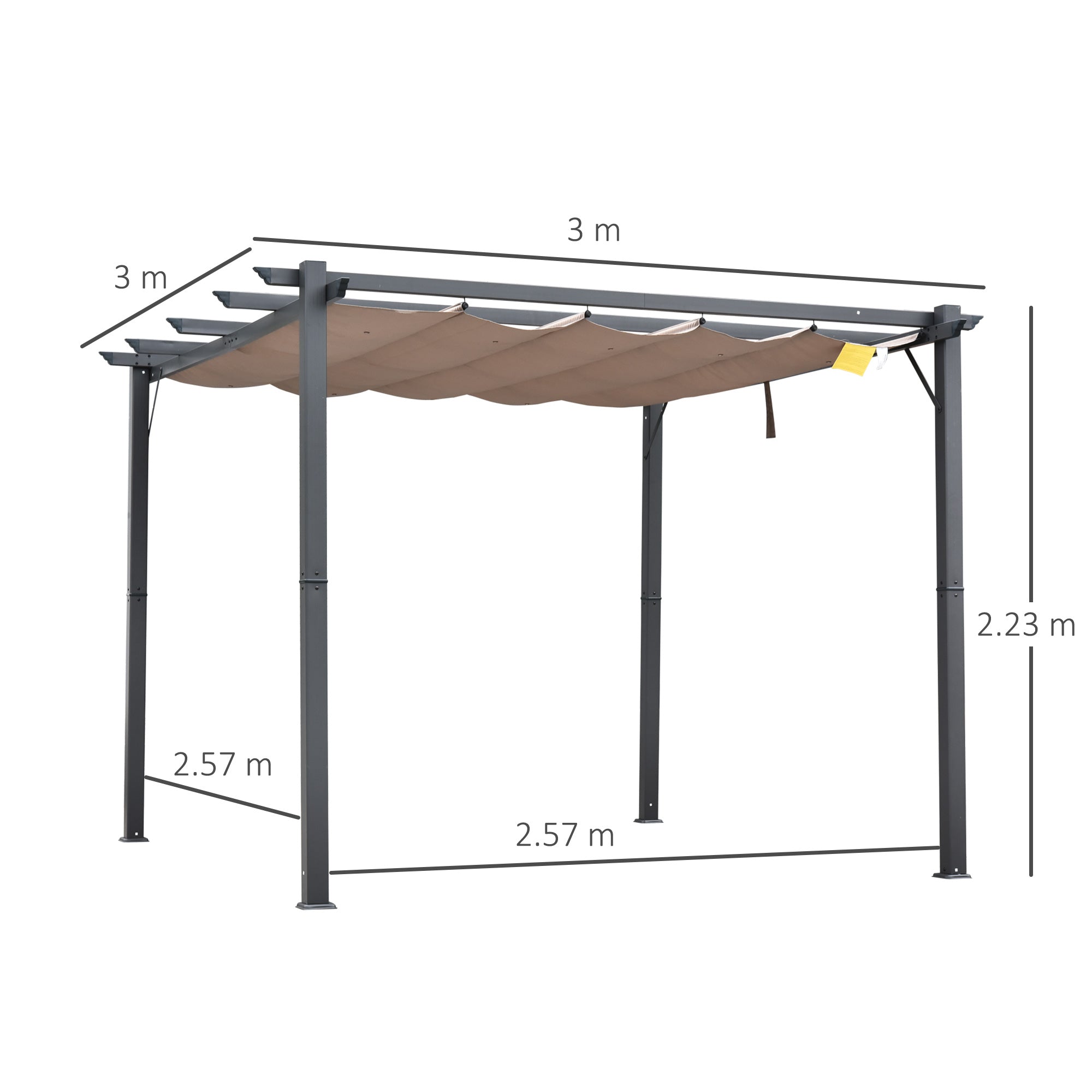 Outsunny 3 X 3 Meter Aluminium Pergola Canopy Gazebo Awning Outdoor Garden Sun Shade Shelter Marquee Party BBQ - Inspirely