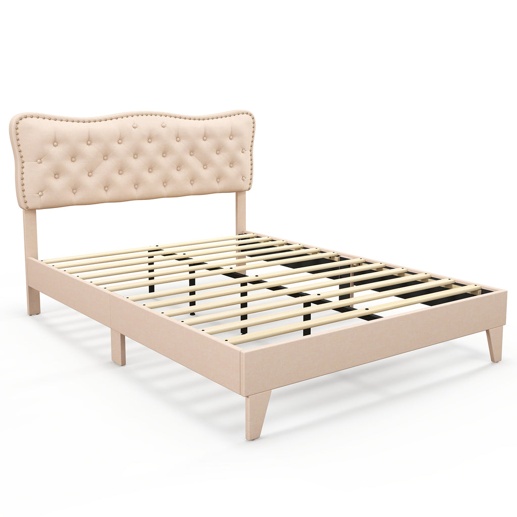 Double/King Size Bed Frame with Button Tufted Headboard - King Size