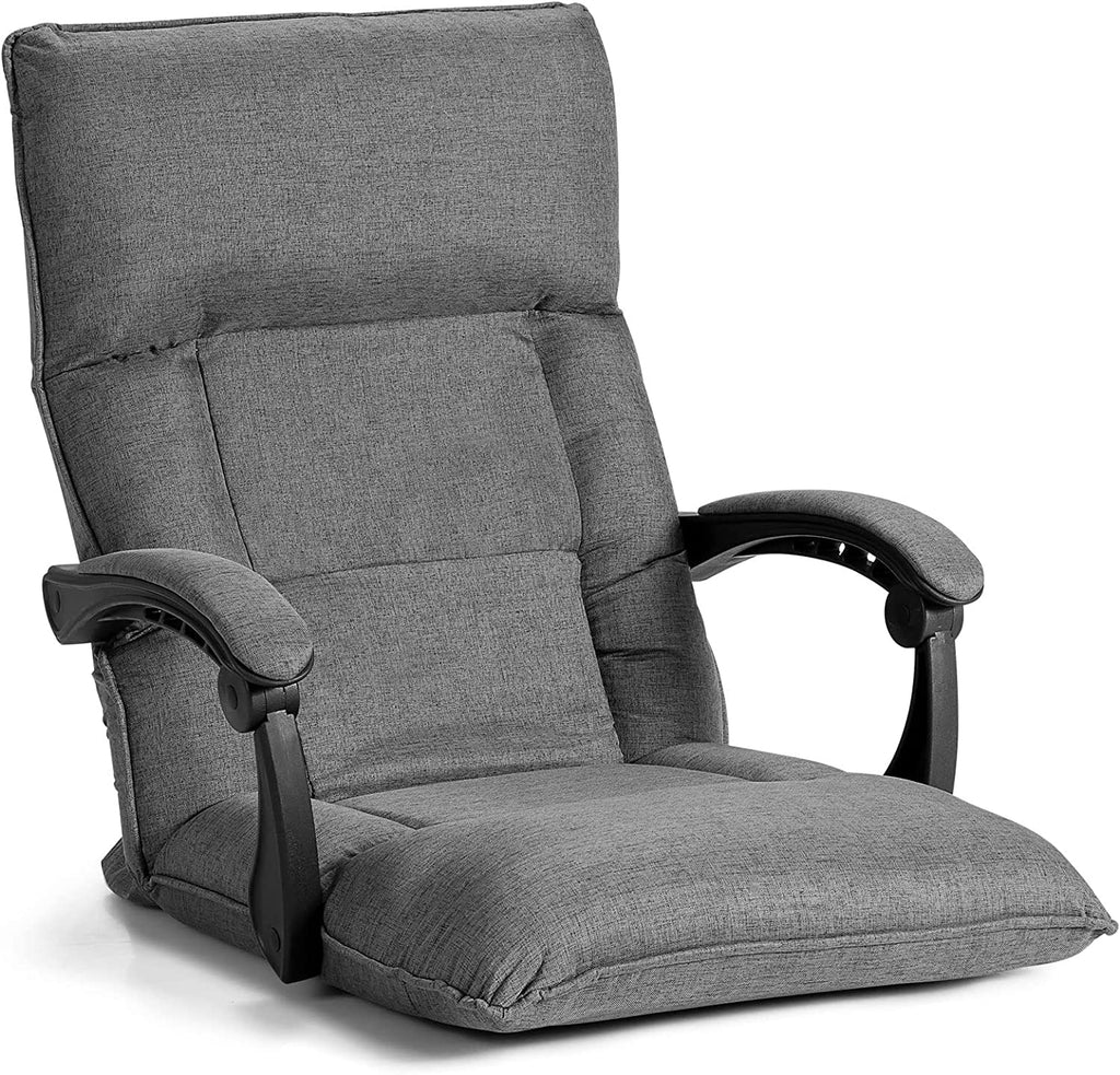 Floor Sofa Chair with 14 Position Adjustable Backrest Grey