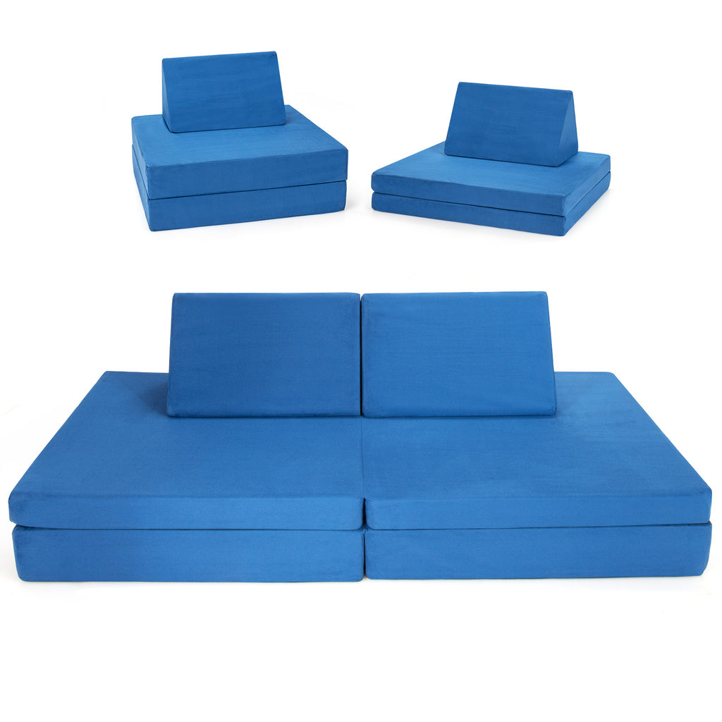 4 Piece Convertible Kids Couch with Folding Mats