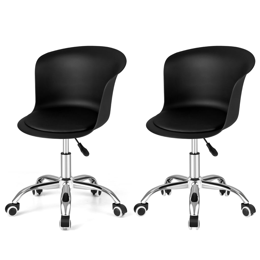 Office Desk Chair Set of 2 with Universal Rolling Casters-Black