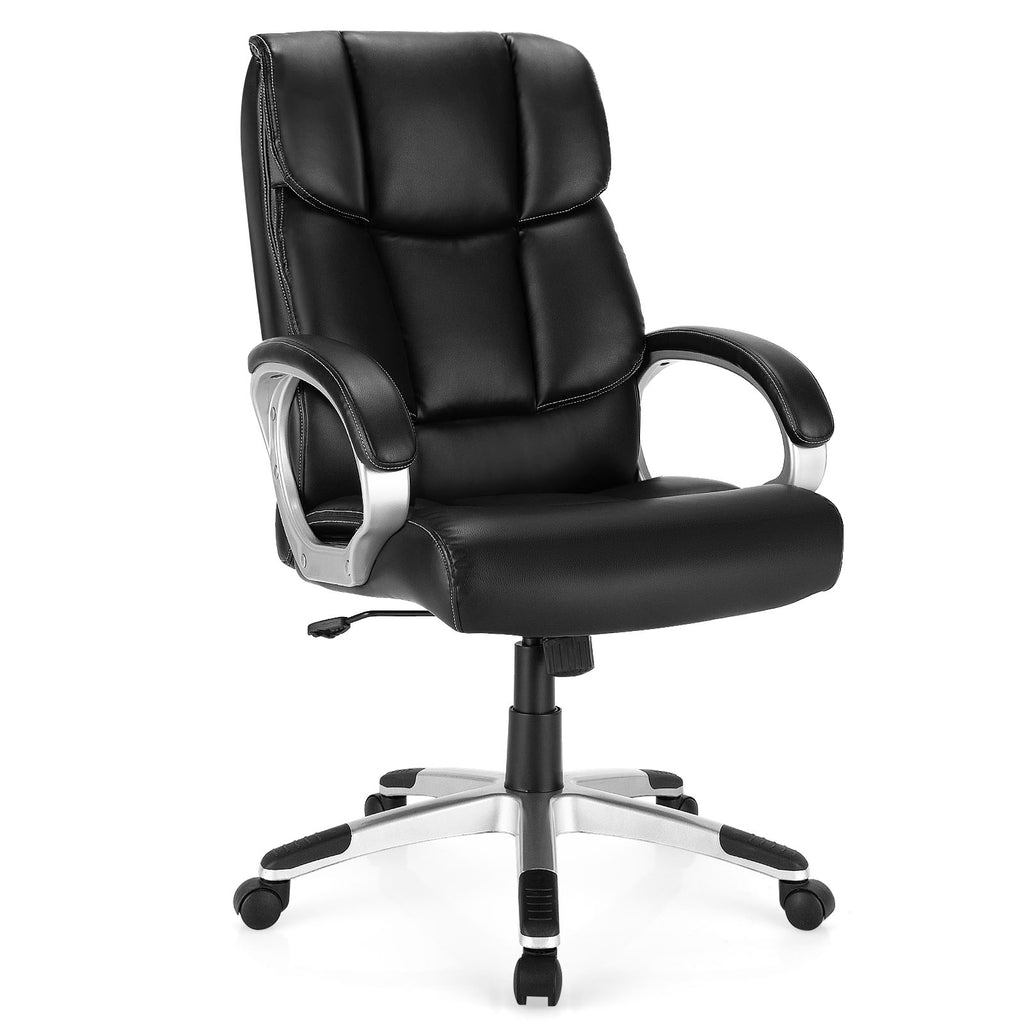 Height Adjustable Leather Office Chair with Rocking Backrest