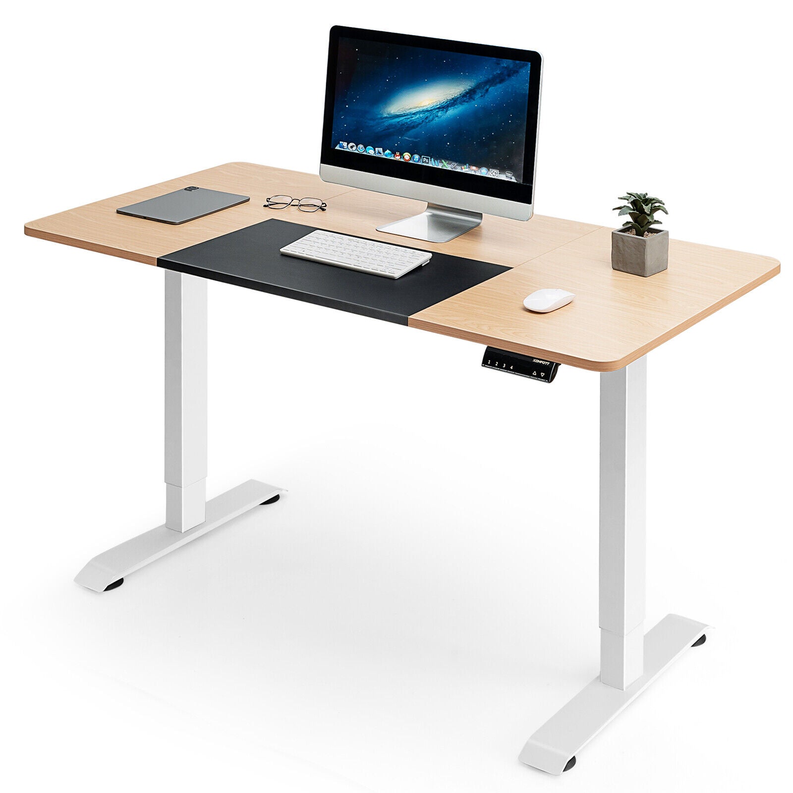 Electric Height Adjustable Standing Desk with Memory Smart Presets and Anti Collision Function Natural