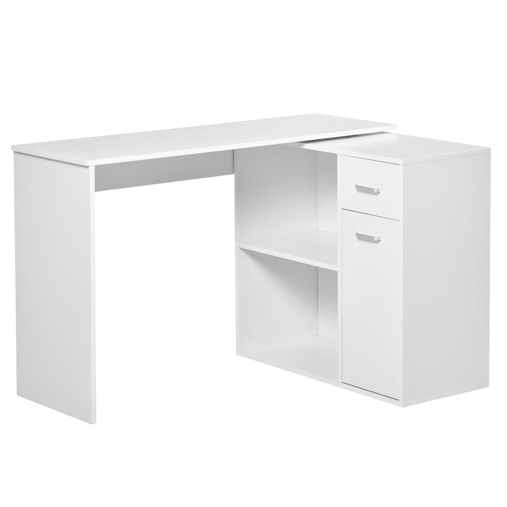 HOMCOM L-Shaped corner computer desk Table Study Table PC Workstation with Storage Shelf Drawer Home Office white - Inspirely