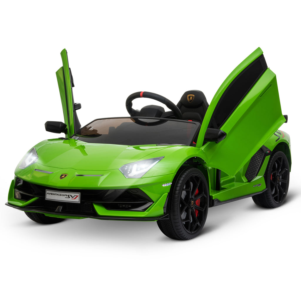 HOMCOM Compatible 12V Battery-powered Kids Electric Ride On Car Lamborghini Aventador Sports Racing Car Toy with Parental Remote Control Music Green - Inspirely