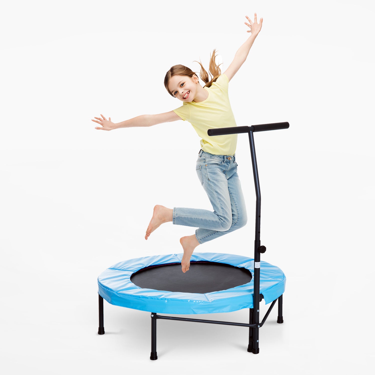 Trampoline Rebounder, Adjustable Handle for Children and Adults Blue - Inspirely