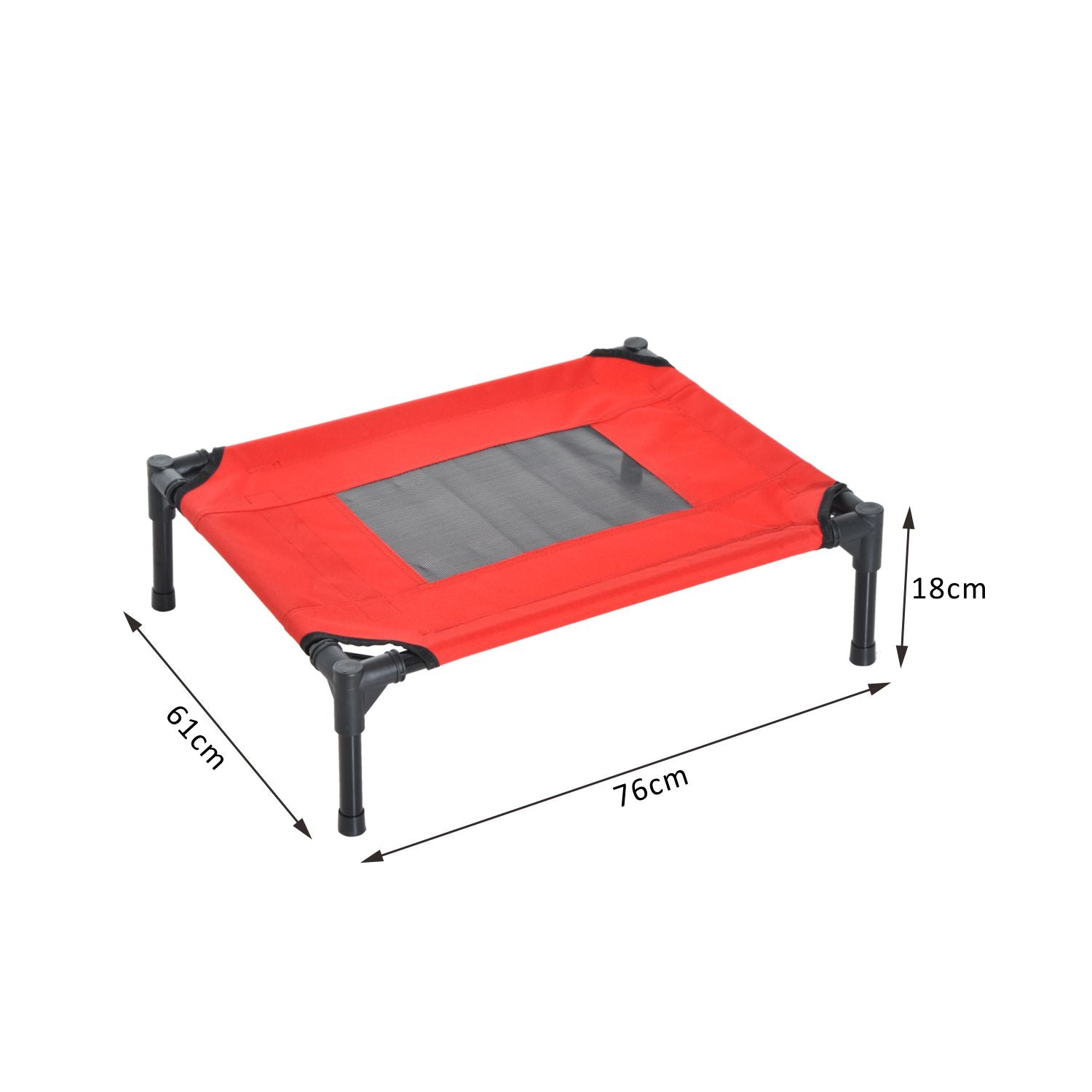 PawHut Elevated Pet Bed Portable Camping Raised Dog Bed w/ Metal Frame Black and Red (Medium) - Inspirely