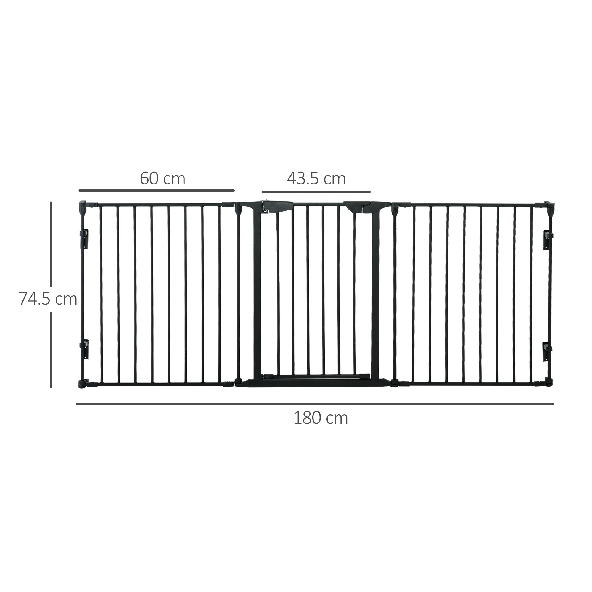 PawHut Pet Gate 3-Panel Playpen Metal Safety Fence Stair Gate For Dogs Barrier Room Divider with Walk Through Door Automatically Close Lock - Inspirely