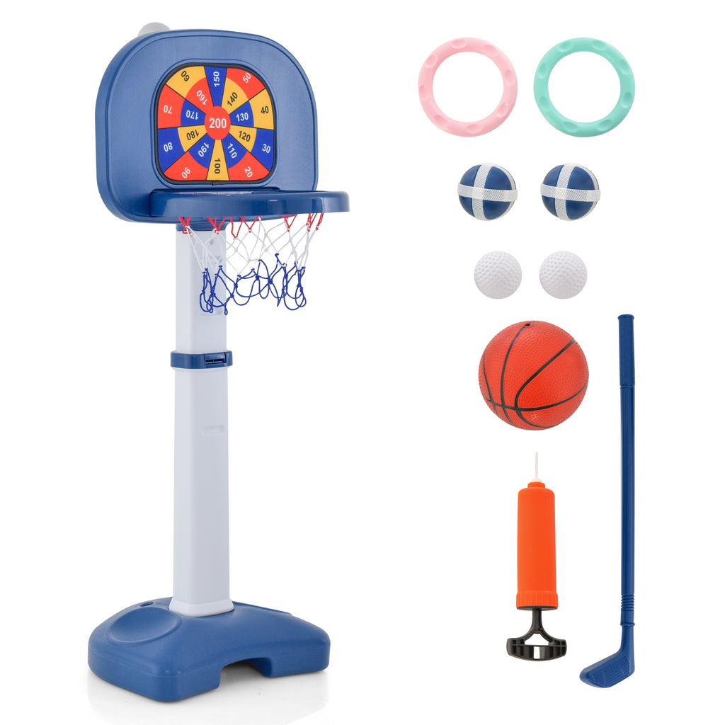 4-In-1 Basketball Hoop Stand with Golf Play Set and Anti Tipping Base
