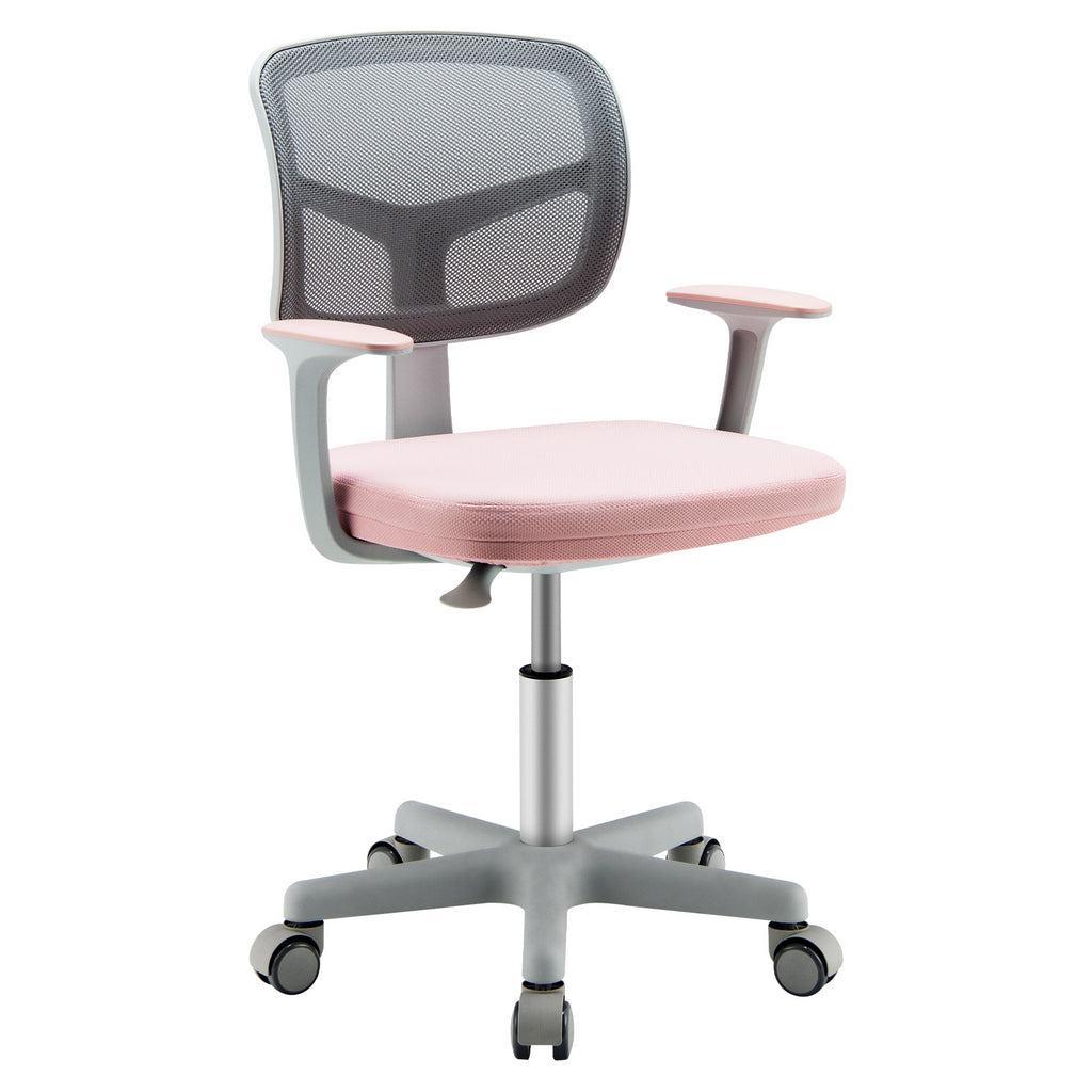 Kids Height-Adjustable Swivel Computer Desk Chair with Lumbar Support-Pink