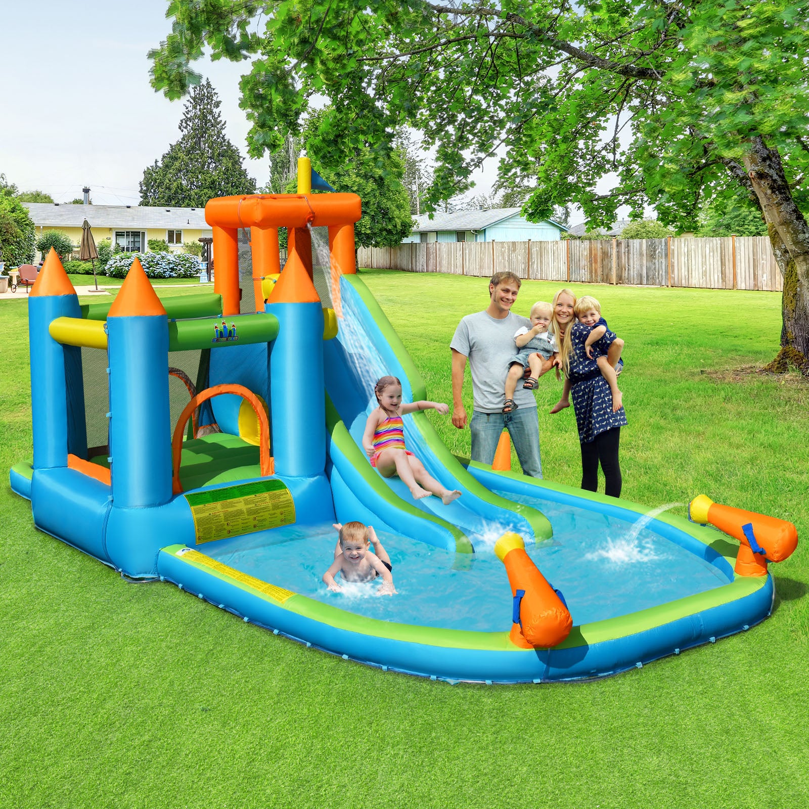 Kids Inflatable Slide Bounce House with Long Slide with Air Blower
