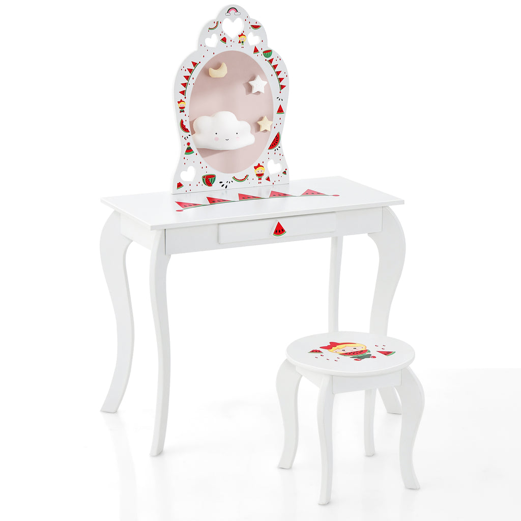 2-in-1 Kids Vanity Set with Mirror and Drawer