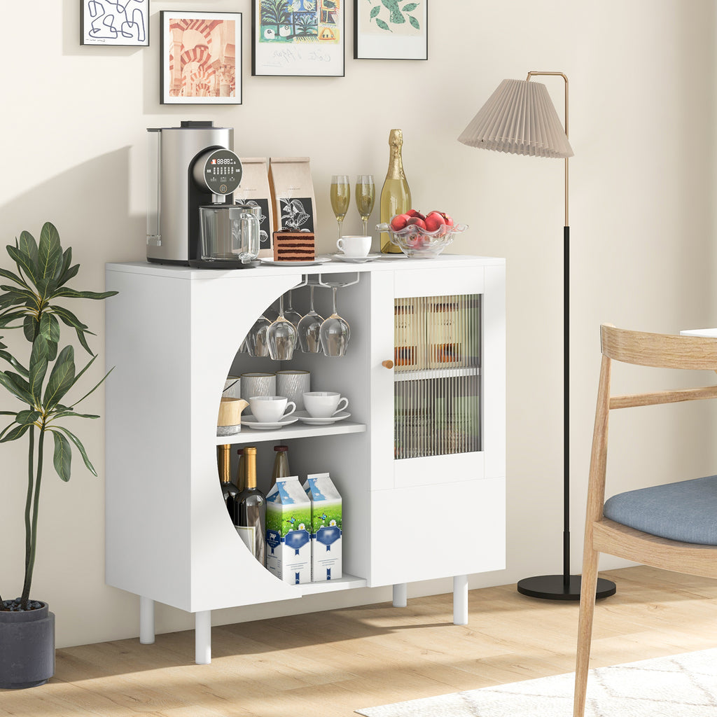 Kitchen Sideboard with Glasses Holder-White