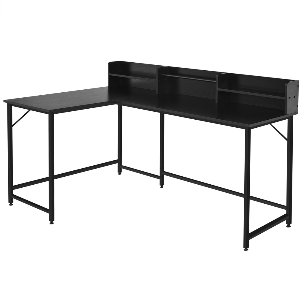 Industrial L-Shaped Corner Computer Desk-Black