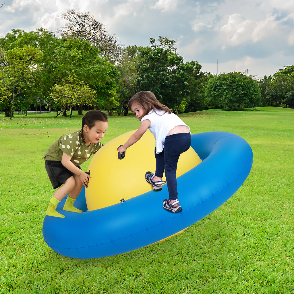 Inflatable Dome Rocker Bouncer for Kids with 6 Built-in Handles-Yellow