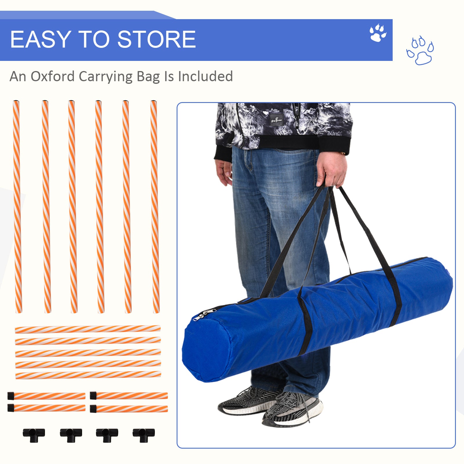 PawHut Dog Agility Weave Poles Training Obstacle Course Set Slalom Equipment Outdoor Indoor with Oxford Bag - Inspirely