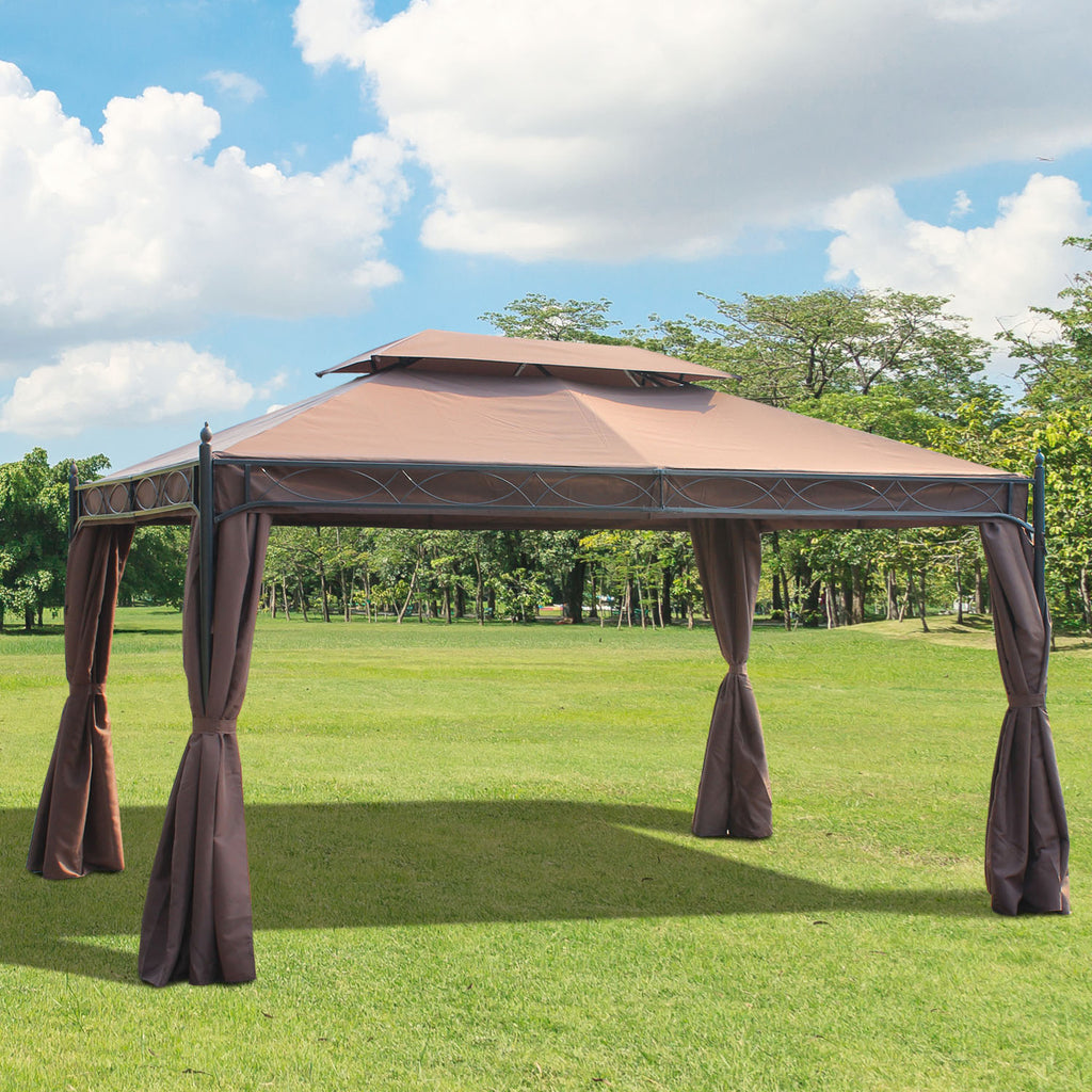Outsunny 3 x 4m Garden Metal Gazebo Marquee Patio Party Tent Canopy Shelter with Sidewalls Pavilion New - Inspirely