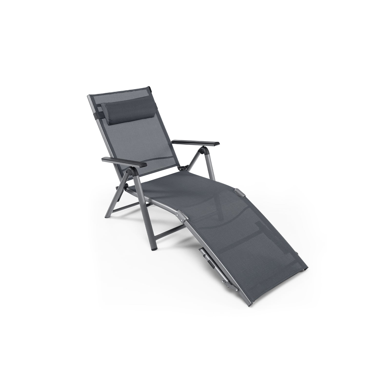 Outdoor Folding Chaise Lounge Chair with 8-Level Adjustable Backrests