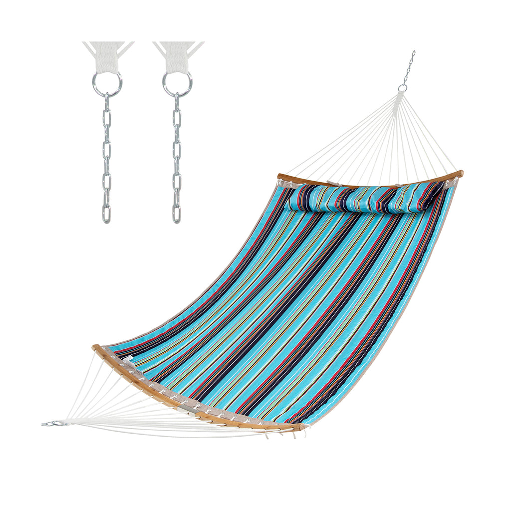 2 Person Double Hammock with Detachable Pillow for Tree Blue