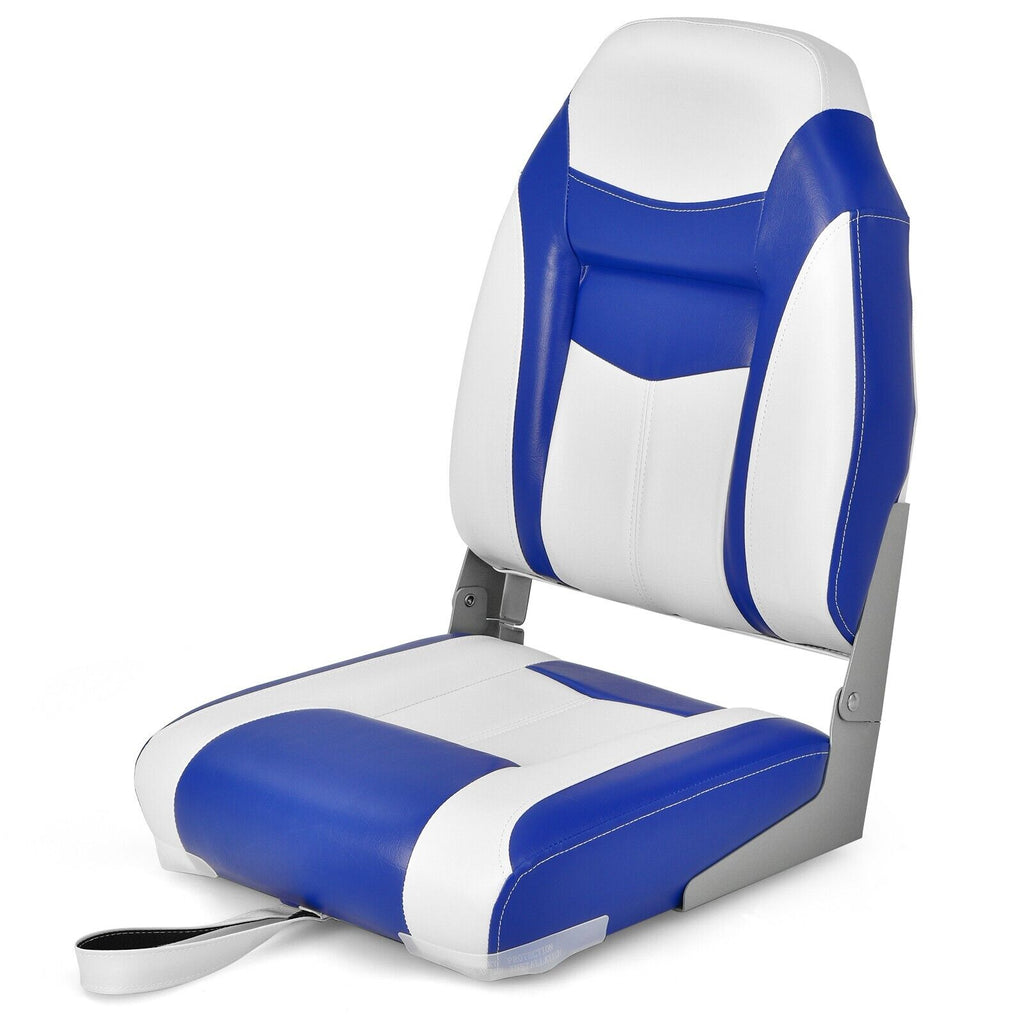 High Back Boat Seat with High-density Sponge Cushion - Blue