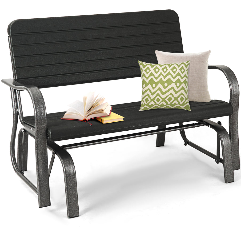 Outdoor 2-person Glider Bench with Ergonomic Backrest and Armrests
