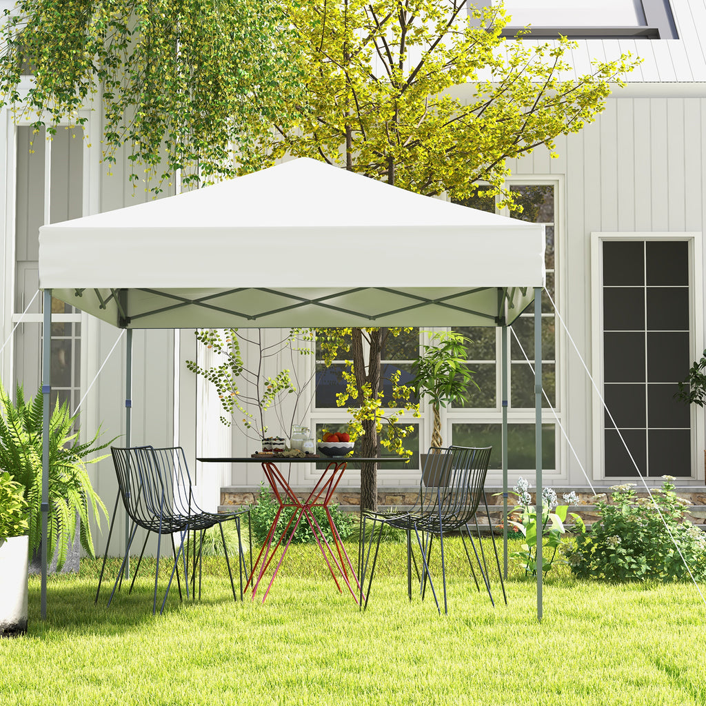 198 x 198 cm Outdoor Pop-up Canopy with Adjustable Heights-White