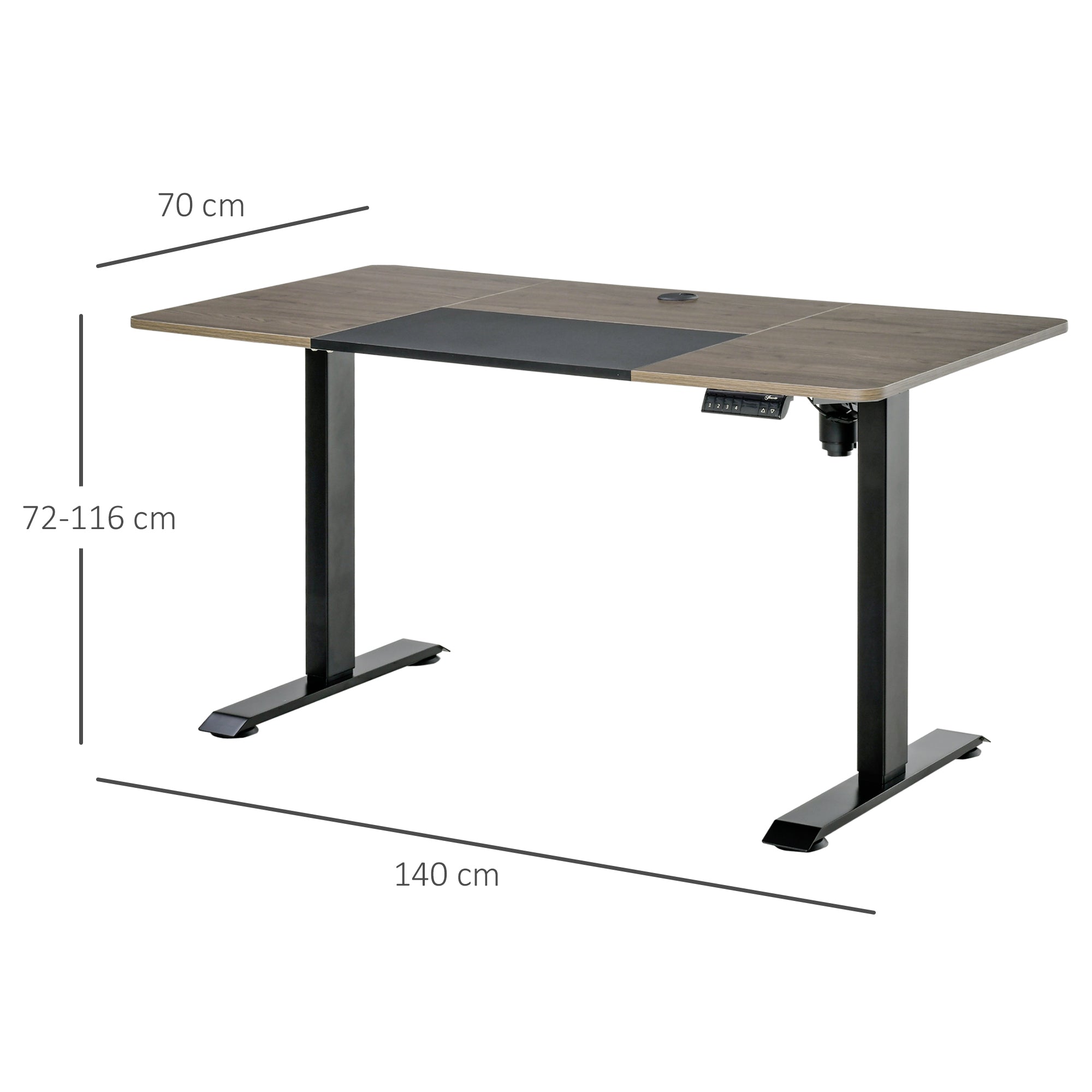 Vinsetto Height Adjustable Electric Standing Desk with 4 Automatic Memory Preset 140cm x 70cm Tabletop Stand Up Desk for Home Office - Inspirely