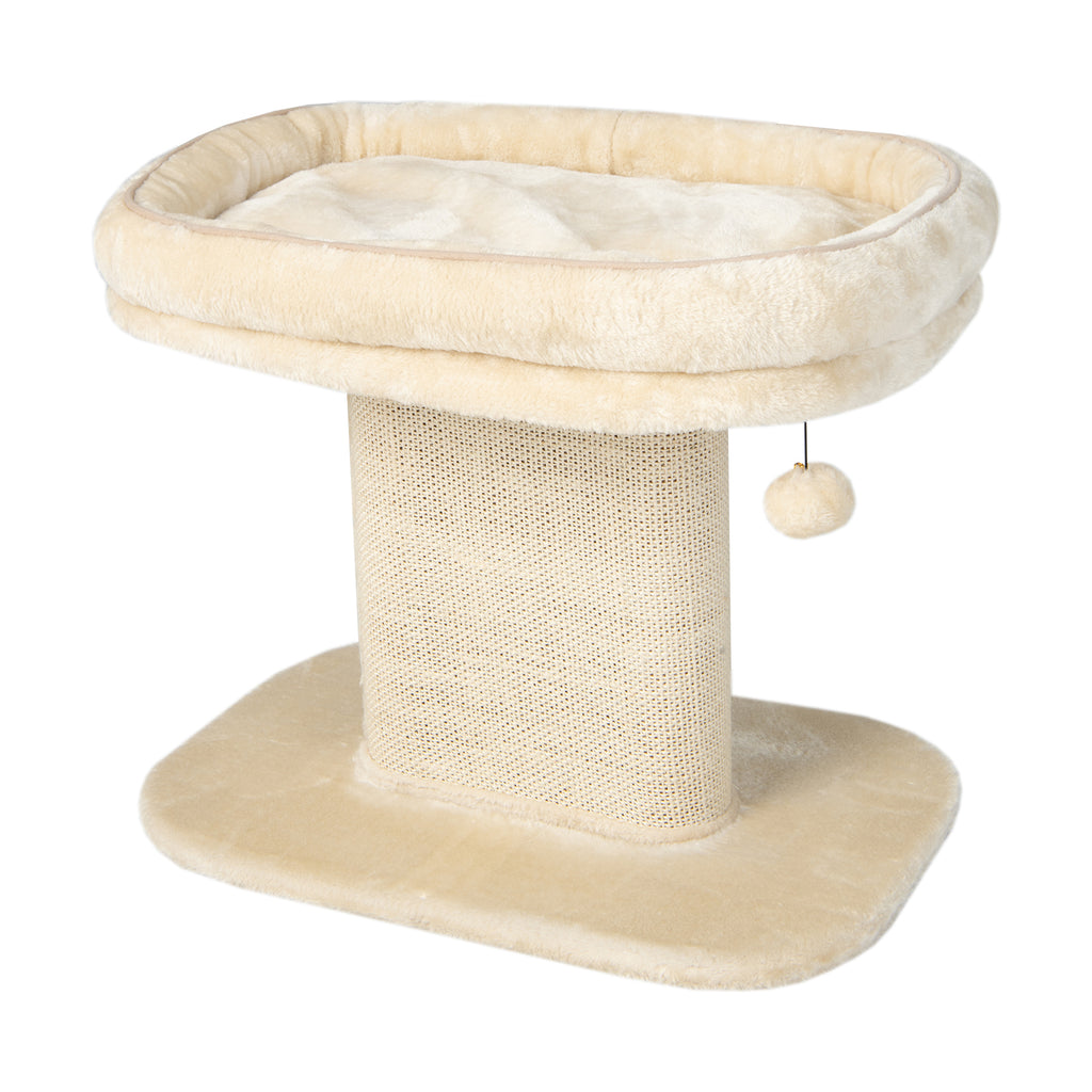 2-Tier Cat Tree with Sleeping Perch Sisal Scratching Plate and Ball-Beige