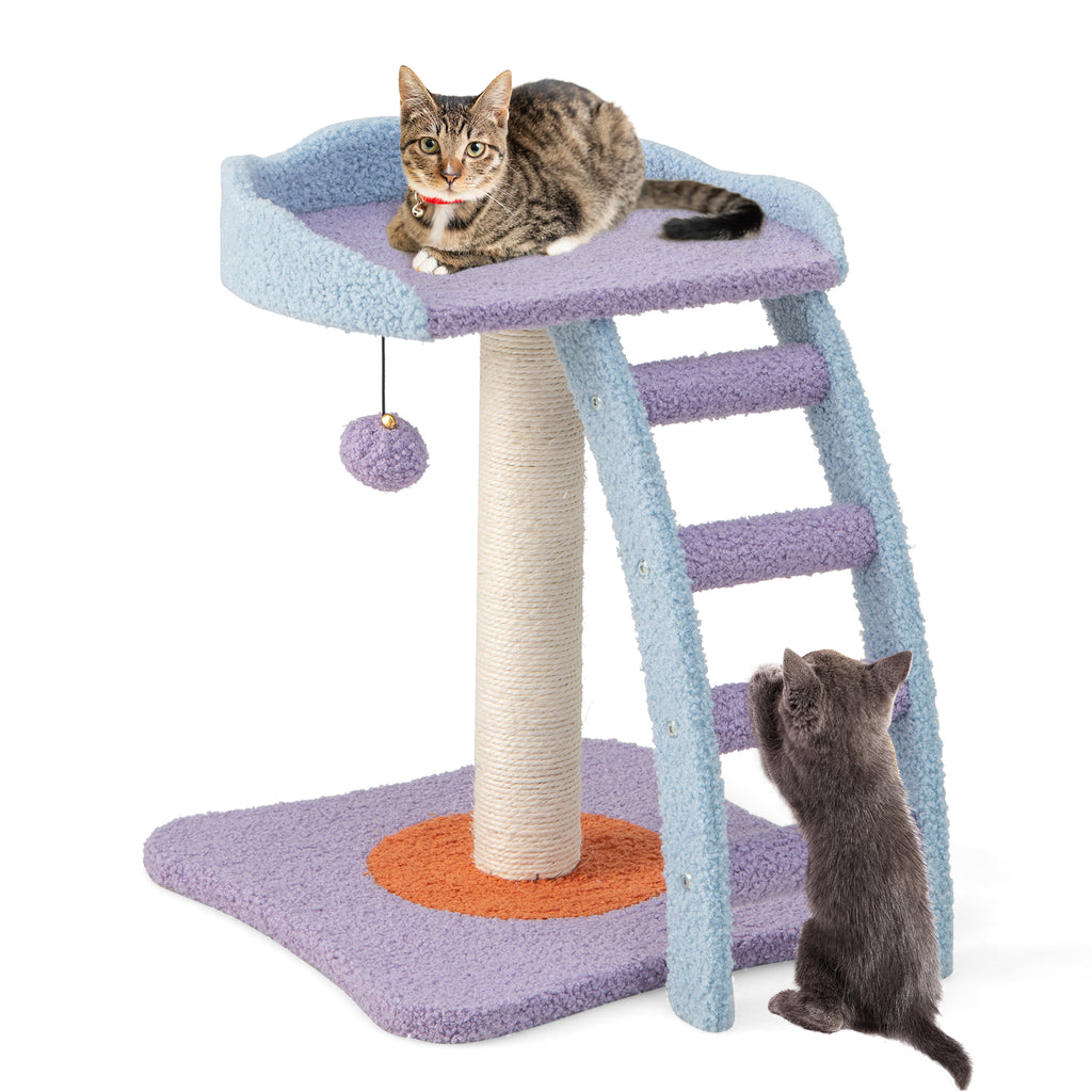 2-Tier Modern Cat Tree Tower for Indoor Cats-Purple