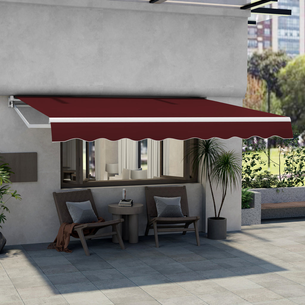 3.6 x 3 m Patio Retractable Awning with Manual Crank Handle-Wine